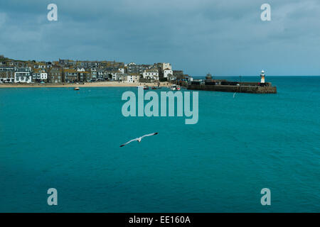 Porthmeor Beach, St. Ives in Cornwall,UK Stock Photo