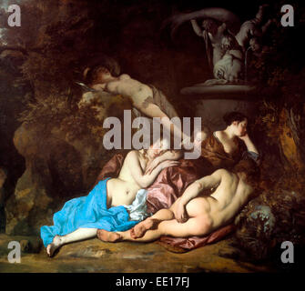 Nymphs by a Fountain, an atypical mythological work , Sir Peter Lely, circa 1650 Stock Photo