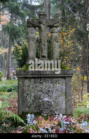 Geschmuecktes Grab auf einem Friedhof an Allerheiligen Stock Photo