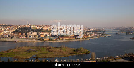 Istanbul from Eyüp cemetery and golden horn, Turkey Stock Photo