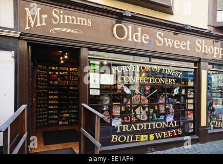 Mr Simms Olde Sweet Shoppe in the town centre, Stafford, Staffordshire, England, UK, Western Europe. Stock Photo