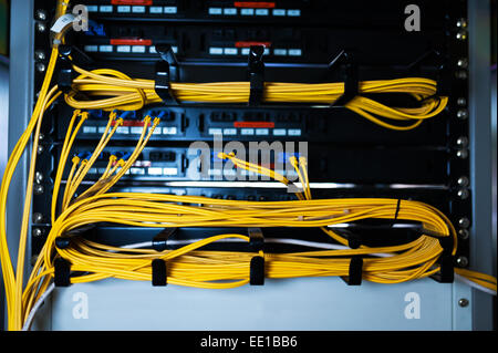 Network hub cable lan Close up . Stock Photo