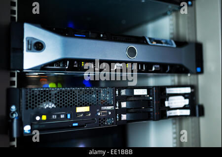 Network servers in data room . Stock Photo