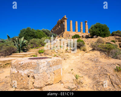 Temple of Hera or Temple of Juno, Tempio di Giunone or Temple D, Akragas, Valle dei Templi, Valley of the Temples Stock Photo