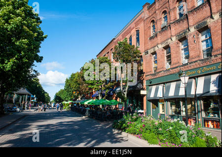 Open air restaurant in Victoria Row pedestrian zone in Charlottetown, Prince Edward Island, Canada, North America Stock Photo