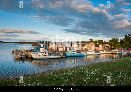 Little fishing boats in Stanley Bridge Harbour, Prince Edward Island, Canada, North America Stock Photo