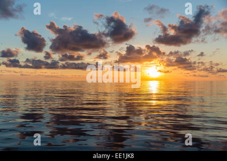 Sunset near the island of Deserta Grande, Ilhas Desertas, Madeira, Portugal, Atlantic, Europe Stock Photo