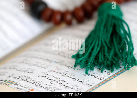 Islamic prayer beads and Quran, Paris, France, Europe Stock Photo