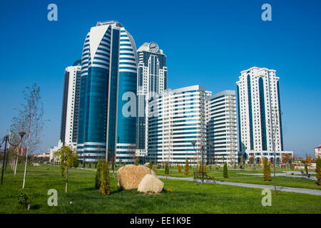 Modern business towers in downtown Grozny, Chechnya, Caucasus, Russia, Europe Stock Photo