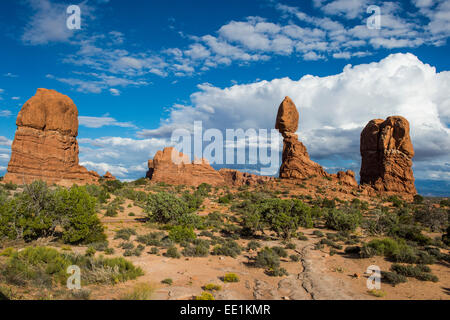 Balanced Rock, Arches National Park, Utah, United States of America, North America Stock Photo