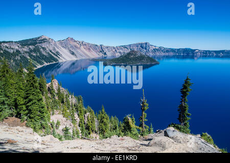 The huge caldera of the Crater Lake National Park, Oregon, United States of America, North America Stock Photo