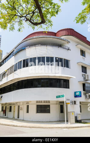 Streamline Moderne architectural style buildings in the Tiong Bahru Estate, Singapore Stock Photo