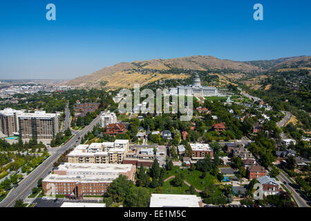 View over the Utah State Capitol and Salt Lake City, Utah, United States of America, North America Stock Photo