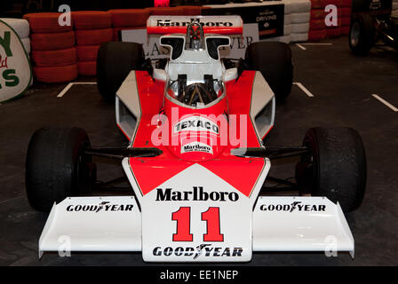 Front view of a McLaren M23 Formula 1 race car driven by Denny Hulme, Jochen Mass, James Hunt and Emilio de Villota, 1974-1978. Stock Photo