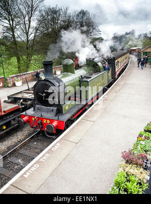 A  steam train at Pickering station. Stock Photo