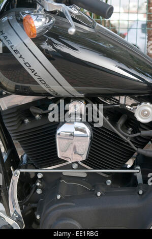 Harley Davidson v twin motor engine air filter exhaust motorcycle motorcycles motorbike motorbikes bike bike cycle cycles motor Stock Photo