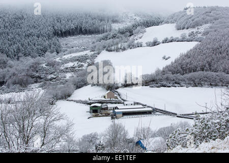 Goginan, Ceredigion, Wales, UK. 13th January, 2015. UK Weather: Snowfall causes the closure of the A44, the main route between Aberystwyth and the Midlands. Credit:  atgof.co/Alamy Live News Stock Photo