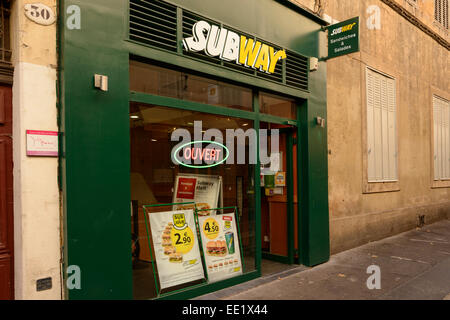 Subway sandwich shop in a backstreet of Aix en Provence, PACA, France Stock Photo