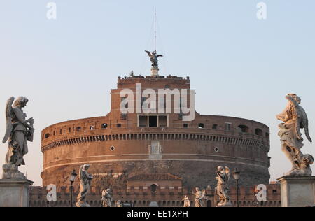 Saint Angel castle from the bridge. Rome, Italy Stock Photo