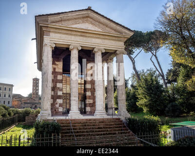 Temple of Fortuna Virilis or Temple of Portunus in Rome, Italy. Stock Photo