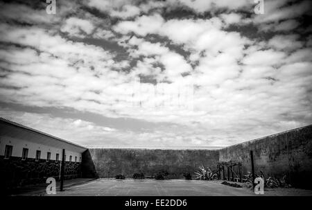 Exercise yard in the maximum security prison complex on Robben Island, Cape Town, South Africa where Nelson Mandela was kept. Stock Photo