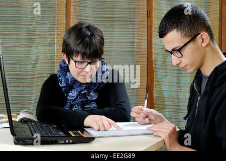 Students engaged in the study Stock Photo