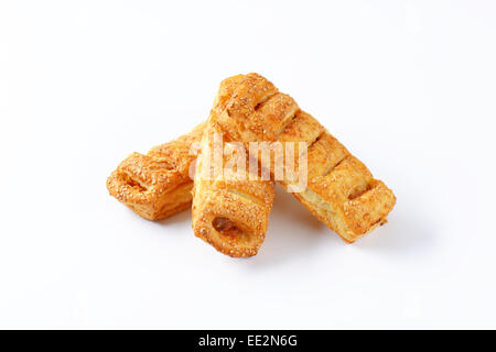 Sausage rolls topped with sesame seeds Stock Photo