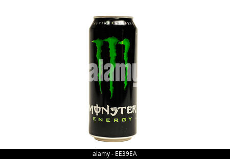 Close-up of a can of Monster energy drink Stock Photo