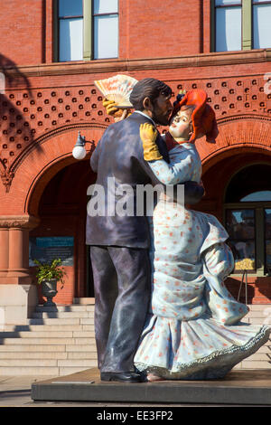 Dancing figures outside Museum of Art and History at the old Custom House, Key West, Florida, USA Stock Photo