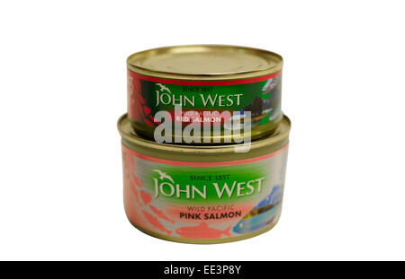John West Red and Pink Salmon Stock Photo
