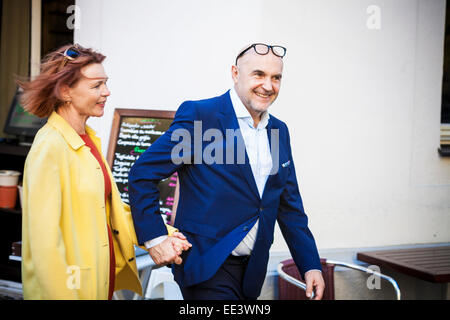 Senior couple holding hands, Munich, Bavaria, Germany Stock Photo