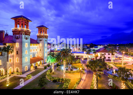 St. Augustine, Florida, USA townscape over Alcazar Courtyard. Stock Photo