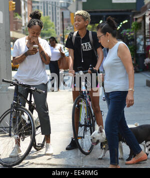 Willow Smith spotted riding her bike in New York  Featuring: Willow Smith Where: New York, New York, United States When: 11 Jul 2014 Stock Photo