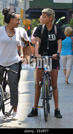 Willow Smith spotted riding her bike in New York  Featuring: Willow Smith Where: New York, New York, United States When: 11 Jul 2014 Stock Photo