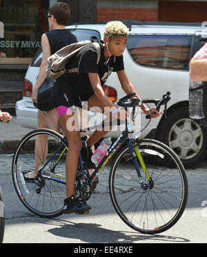 Willow Smith spotted riding her bike in New York  Featuring: Willow Smith Where: New York, New York, United States When: 11 Jul 2014 Stock Photo