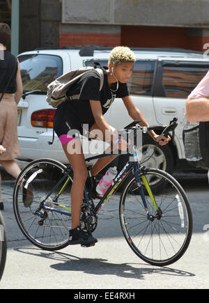 Willow Smith spotted riding her bike in New York  Featuring: Willow Smith Where: New York, New York, United States When: 11 Jul 2014 Stock Photo