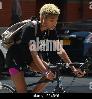 Willow Smith spotted riding her bike in New York  Featuring: Willow Smith Where: New York, New York, United States When: 11 Jul 2014 Stock Photo