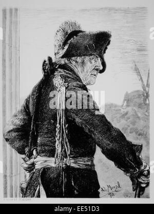 Frederick II, Frederick the Great (1712-86), King of Prussia (1740-86), Portrait, Engraving by A.J. Menzel, 1878 Stock Photo