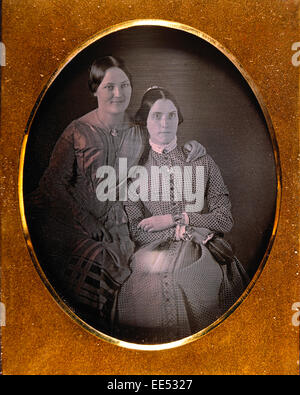 Two Adult Sisters, Portrait, Daguerreotype, circa 1850's Stock Photo