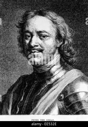 Peter I (1672-1725), or Peter the Great, Czar of Russia, Engraving 1886 Stock Photo