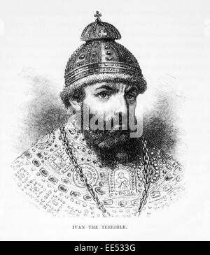 Ivan IV (1530-1584) or Ivan the Terrible, Czar of Russia, 1547-1584, Portrait, Engraving, 1886 Stock Photo