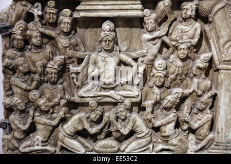 Life scenes of Buddha, from 2th century found in Amaravati, Andhra Pradesh now exposed in the Indian Museum in Kolkata Stock Photo