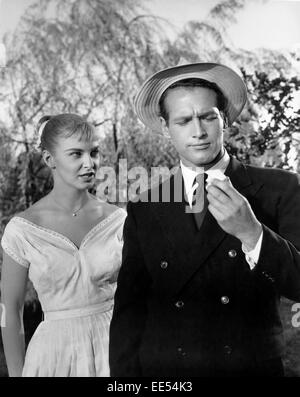 Joanne Woodward, Paul Newman, on-set of the Film, 'The Long, Hot Summer', 20th Century Fox Film Corp., 1958 Stock Photo