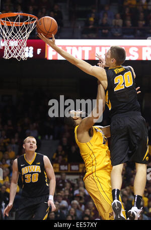 Minnesota forward Maurice Walker (15) reacts after a teammate made a ...