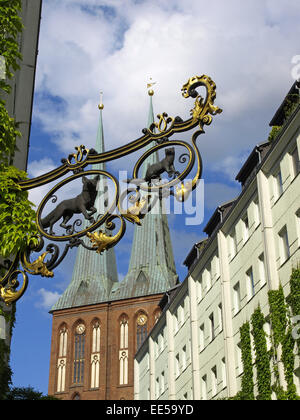 Deutschland, Berlin, Europa, Hauptstadt, Stadt, Sehenswuerdigkeit, Nikolaiviertel, Nikolaikirche, Berlin-Mitte, Stadtteil, Gebae Stock Photo