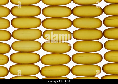 Fish oil gel pills laying on white background Stock Photo