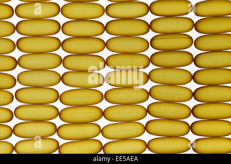 Fish oil gel pills laying on white background Stock Photo