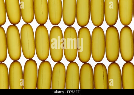 Fish oil gel pills laying on white background Stock Photo