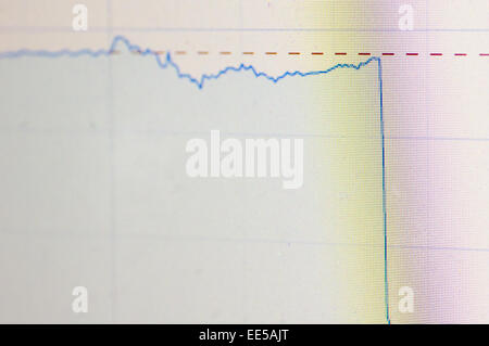 A sharp drop of stock chart for finance concept. Stock Photo