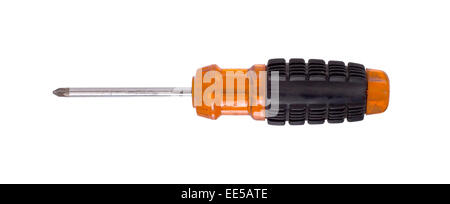 Modern screwdriver isolated on a white background, orange Stock Photo
